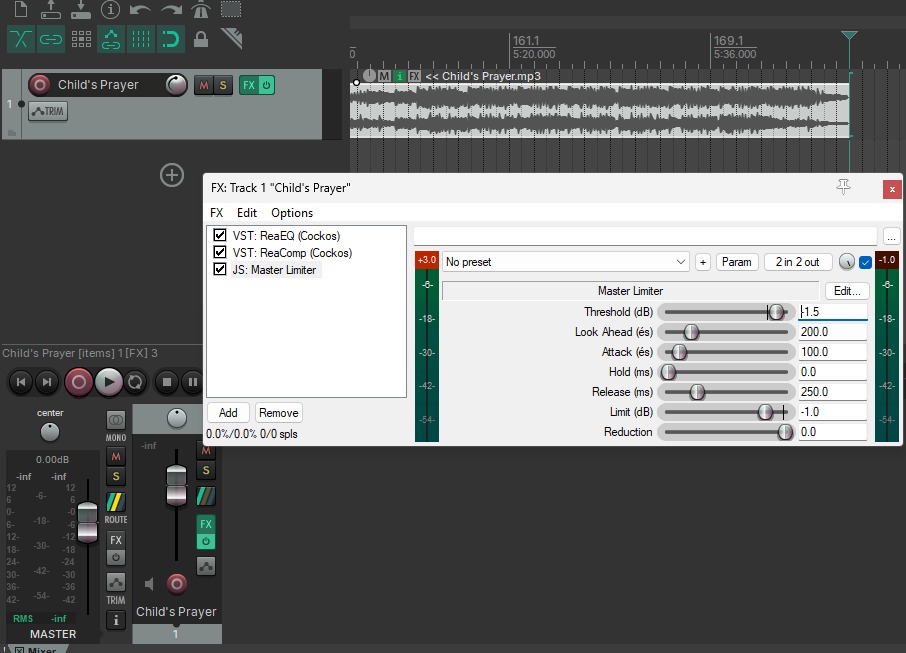 Audio Mastering DAW Session